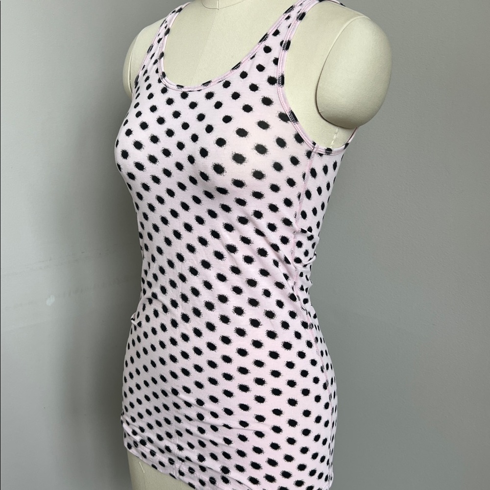 Lululemon Polka Dot Tank Top soft Pink and Black cotton blend XS 4 - Picture 4 of 5